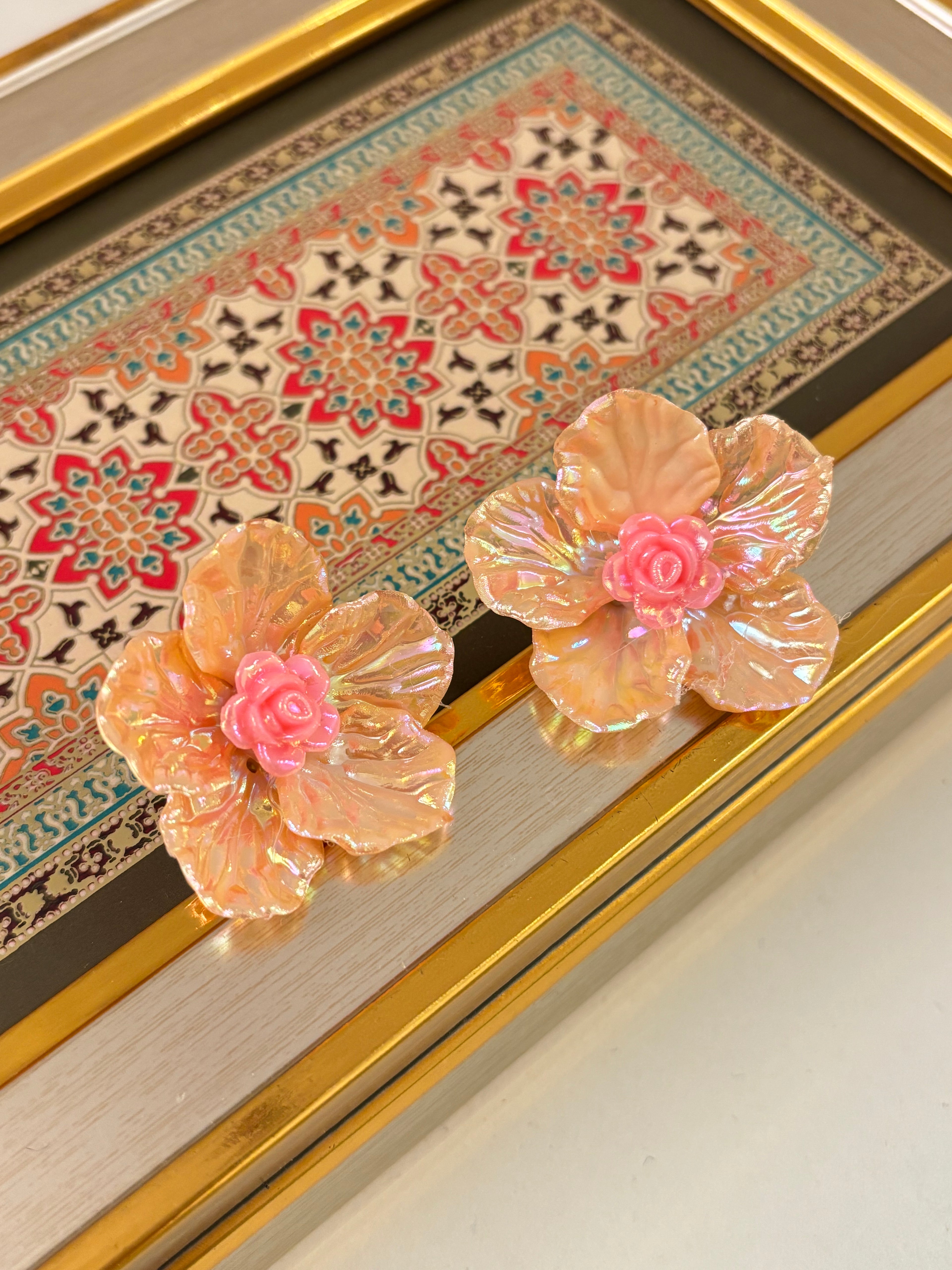 Peach Rose Petal Earrings