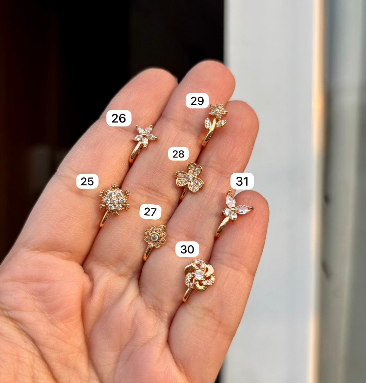 American Diamond Press On Nose Pin Golden Touch ( Part-5 )