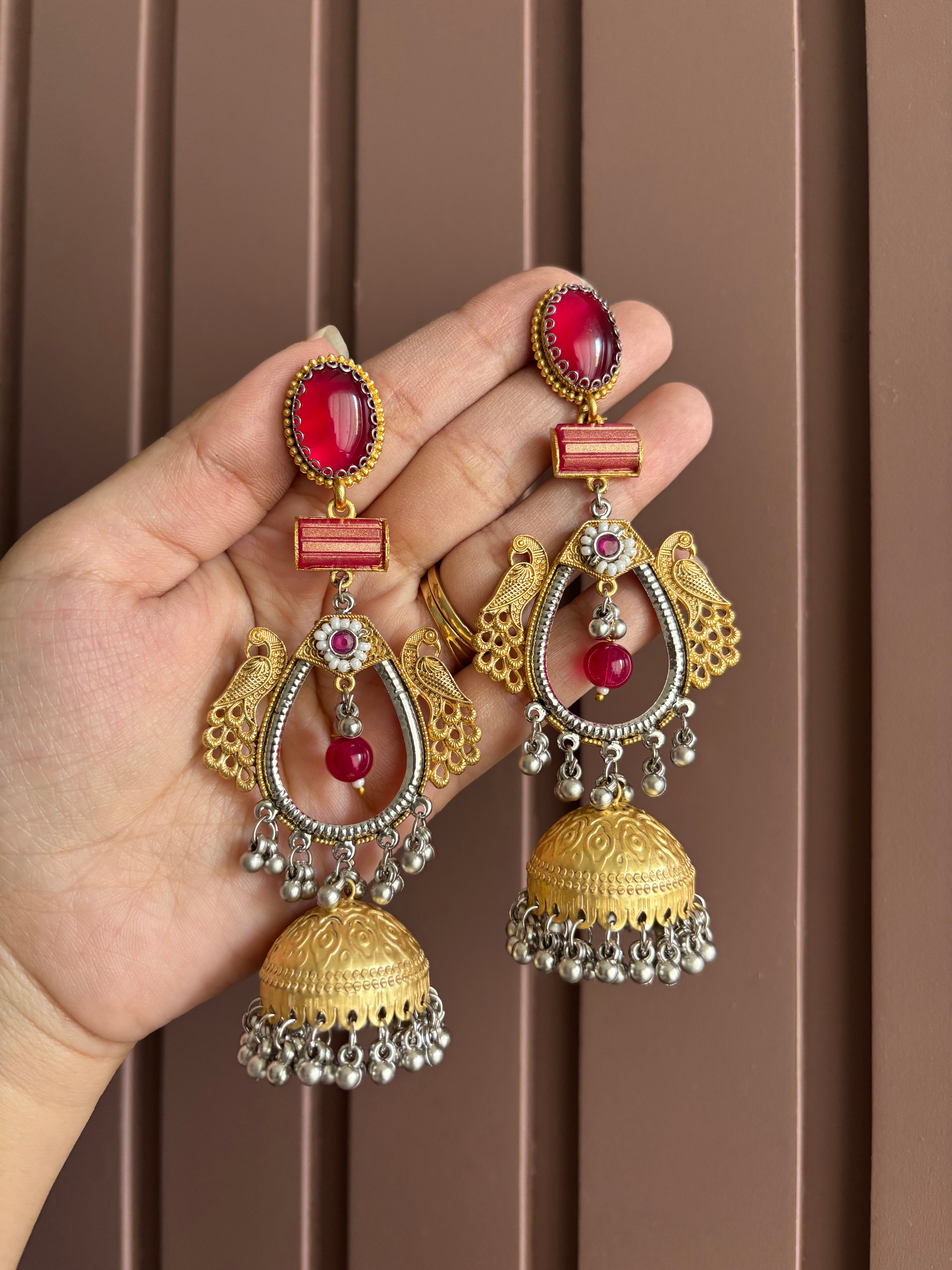 Red Kashmiri Jhumkas
