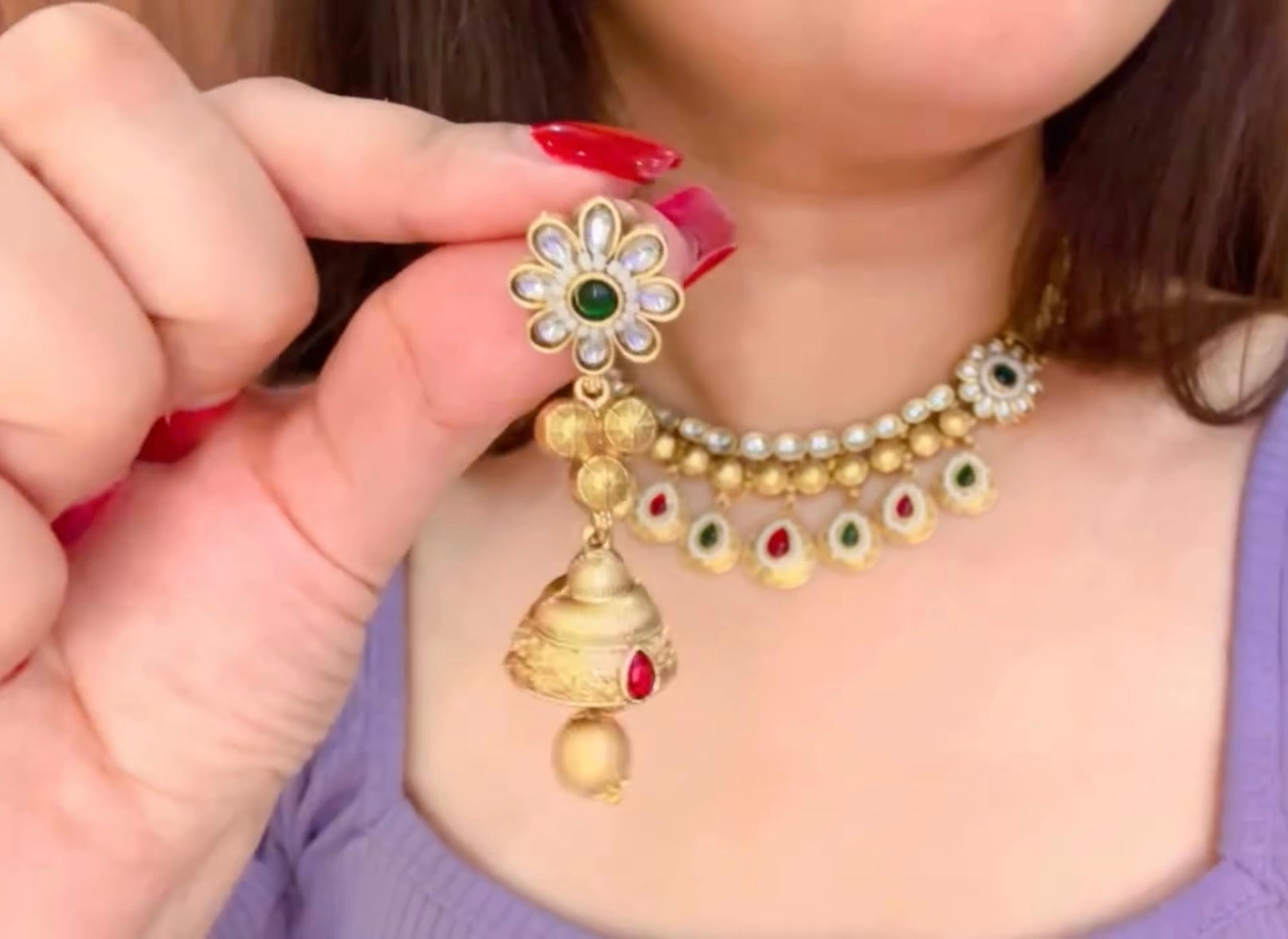 High Quality Designer Gold Look Like Necklace With Earrings