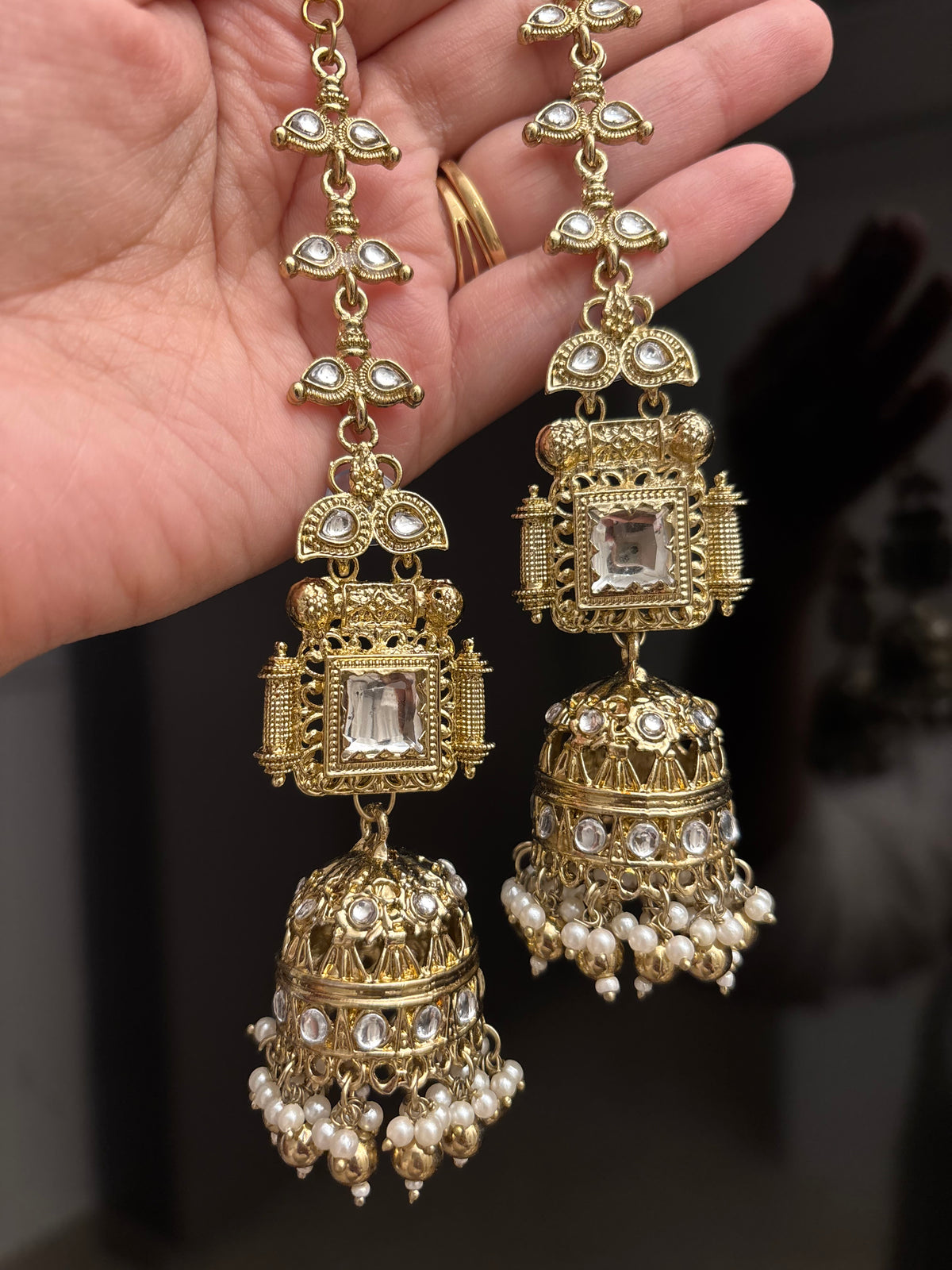 Golden Jhumkas With Sahara