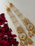 Rubina Brass Long Earrings With Pearls Sahara (Yellow)
