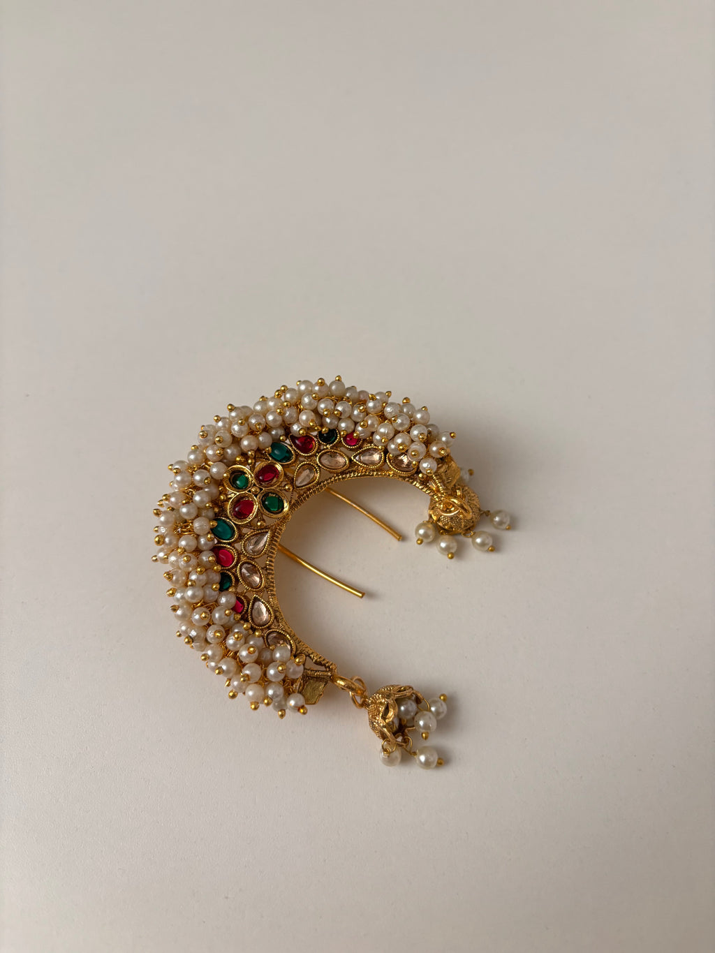 Pearl Bunch Back Hair Accessorie (Maroon & Emerald)