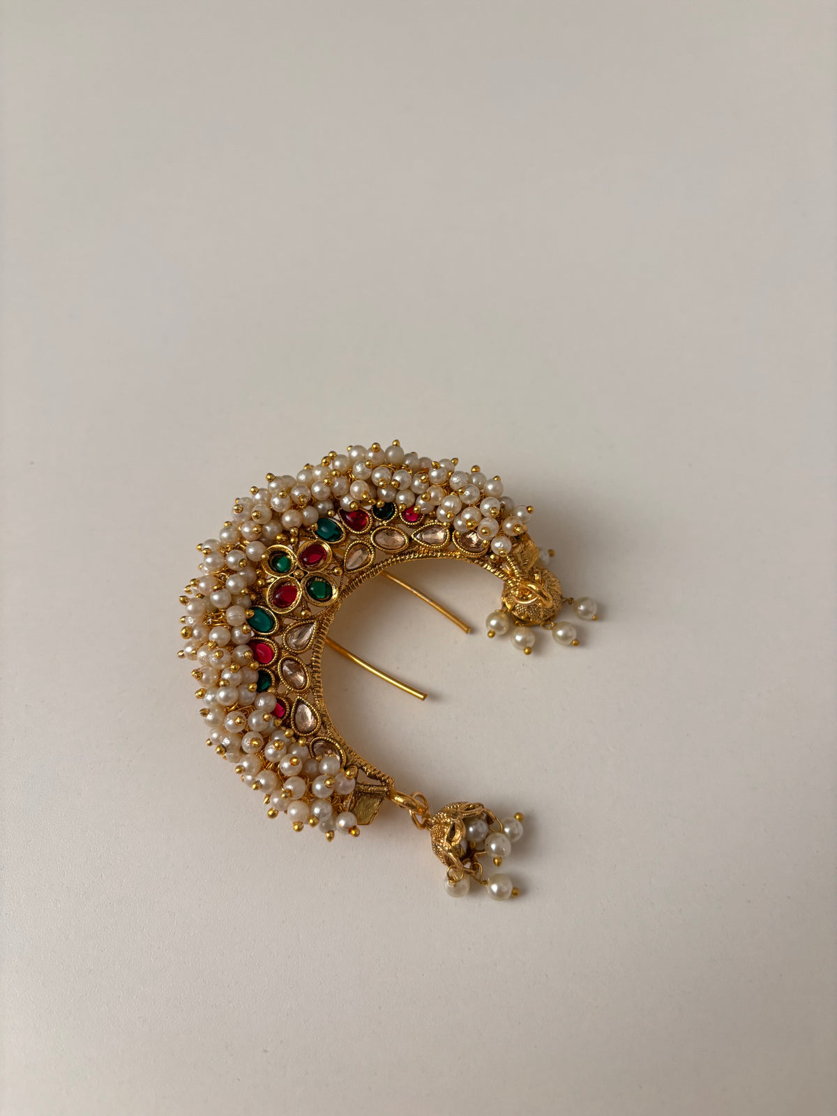 Pearl Bunch Back Hair Accessorie (Maroon & Emerald)