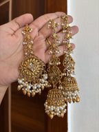 Mankirt Punjabi Style Mang Tikka & Jhumkas With Sahara (Golden)