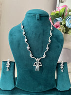 Angel American Diamond Sleek Necklace With Earrings