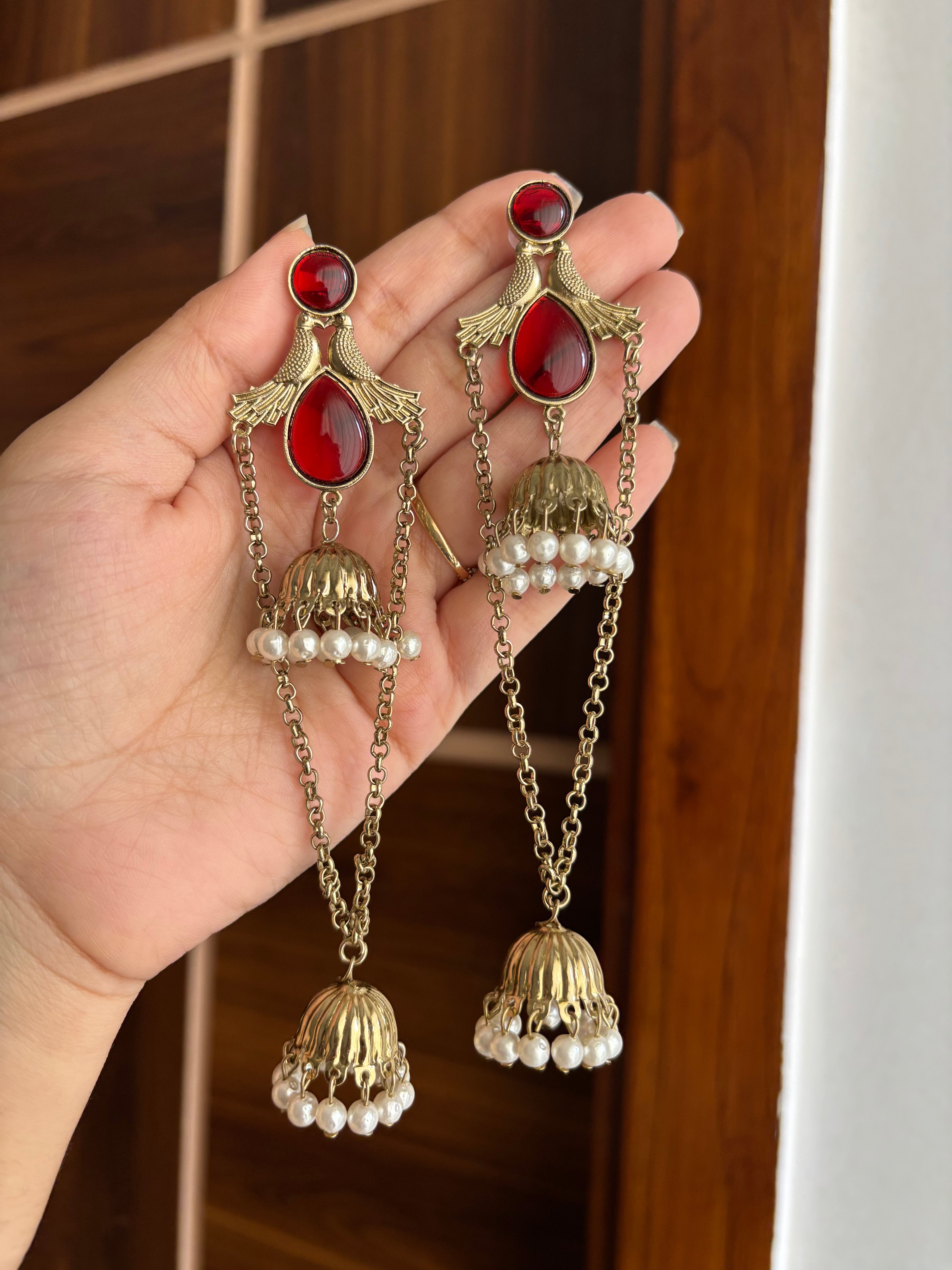 Simran Maroon Kashmiri Earrings