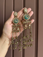 Turquoise Ghungroo Layer Earrings