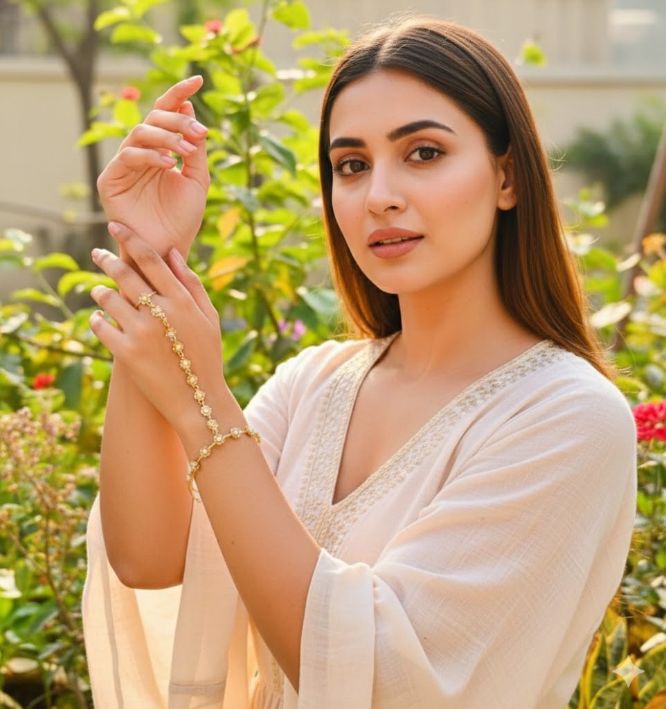 Pearl Flower Line Adjustable Hathphool Pair