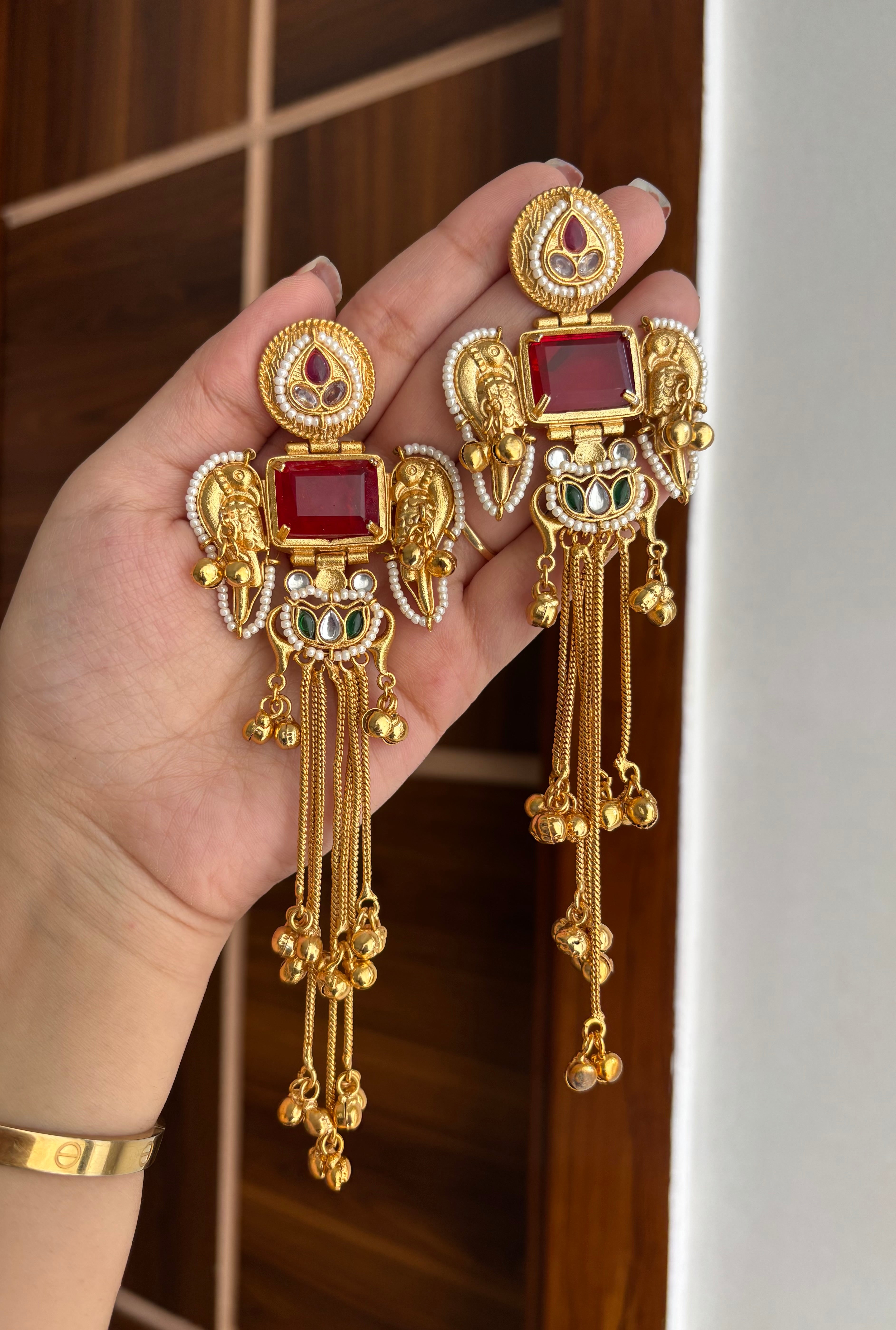 Sanchi Kashmiri Earrings ( Maroon )