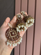 High Quality Designer Jadau Oversized Mang Tikka With Jhumkas