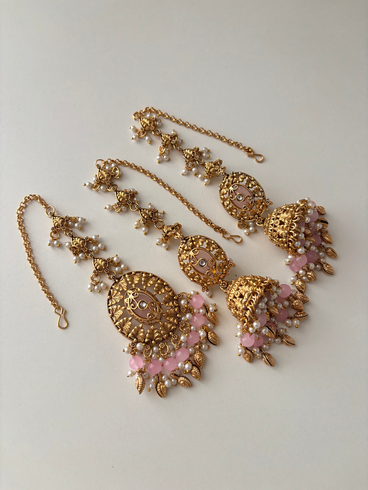 Sonal Punjabi Style Mang Tikka & Jhumkas With Sahara (Pink)