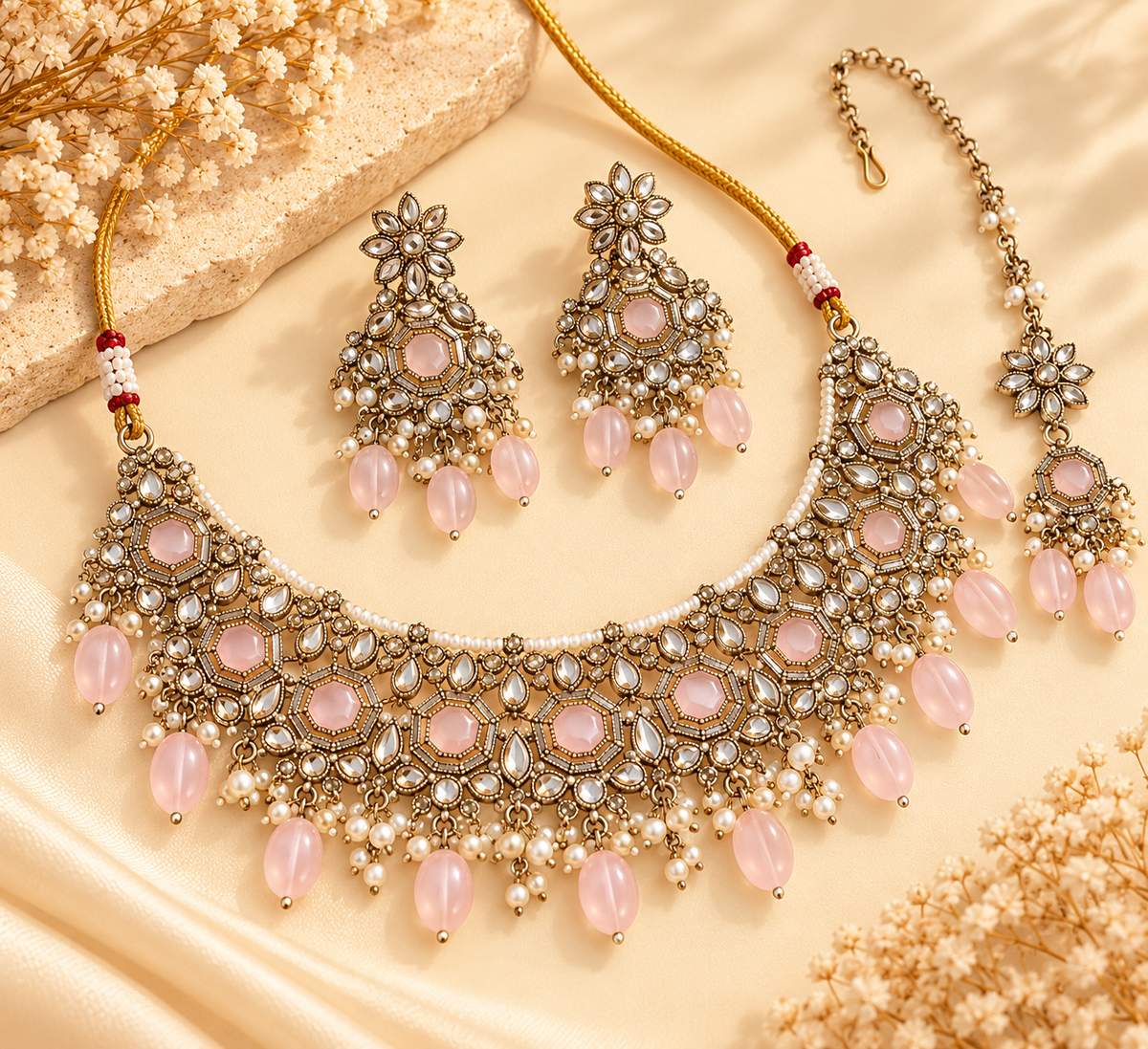 Barbie Necklace With Mang Tikka With Earrings
