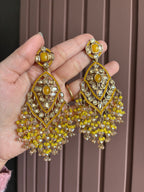 High Quality Designer Crystal Beads Work Long Earrings