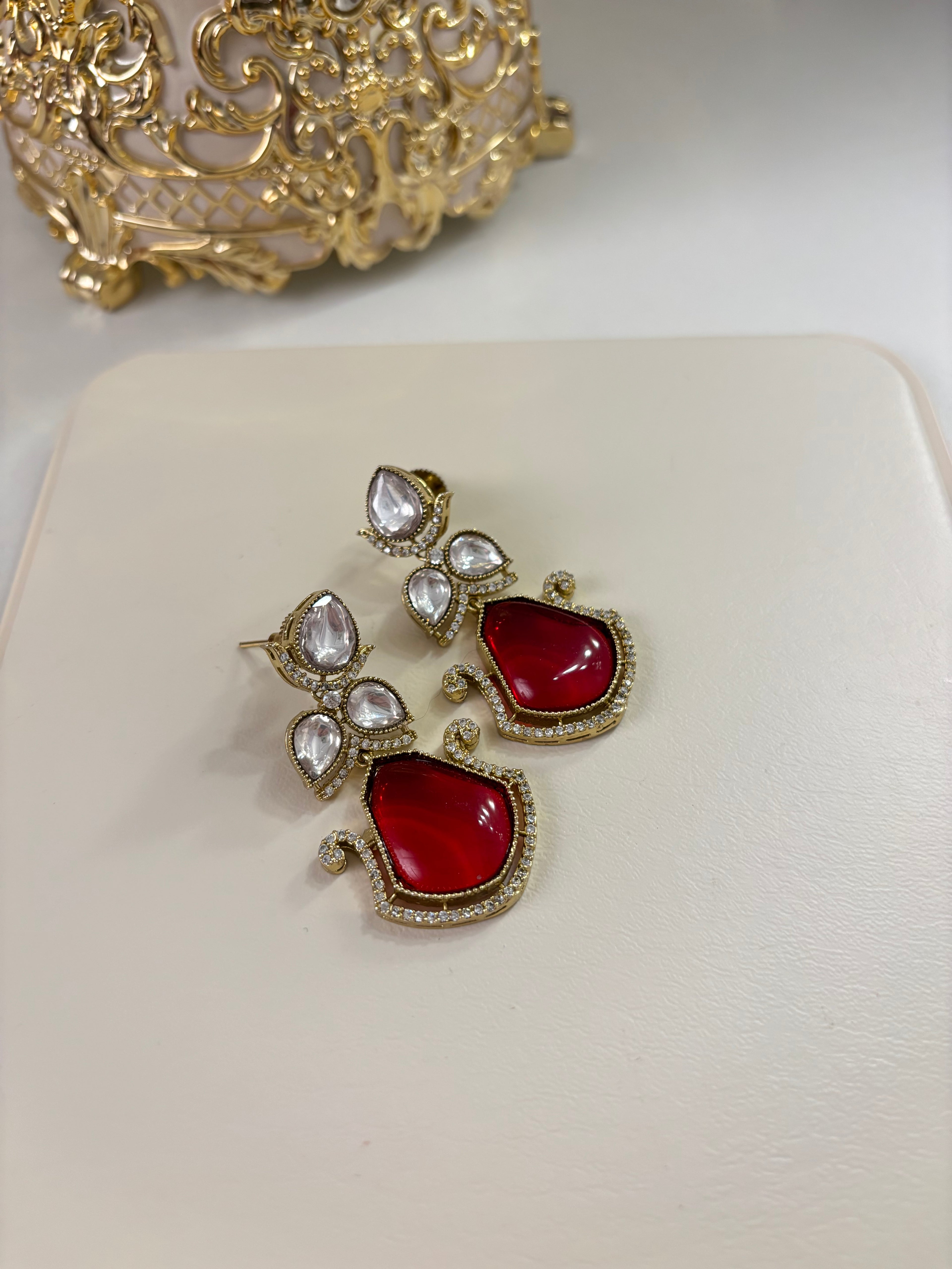 Premium Quality Moissanite Earrings (Ruby)