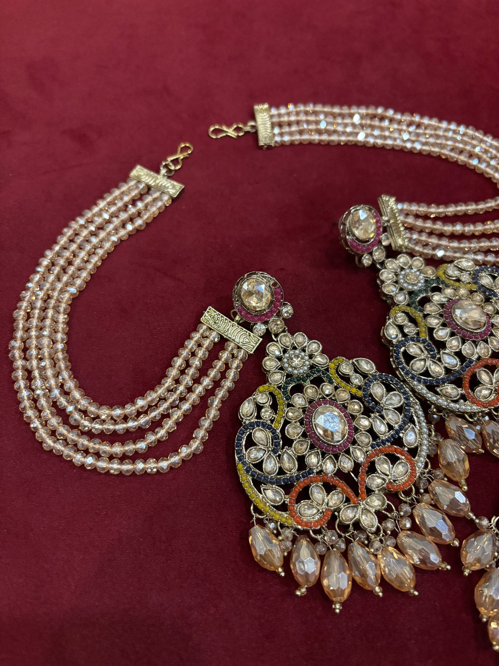 Rano High Quality Designer Pakistani Style Oversized Mang Tikka With Earrings & Side Layer Earchain ( Multi )