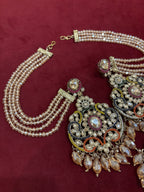 Rano High Quality Designer Pakistani Style Oversized Mang Tikka With Earrings & Side Layer Earchain ( Multi )