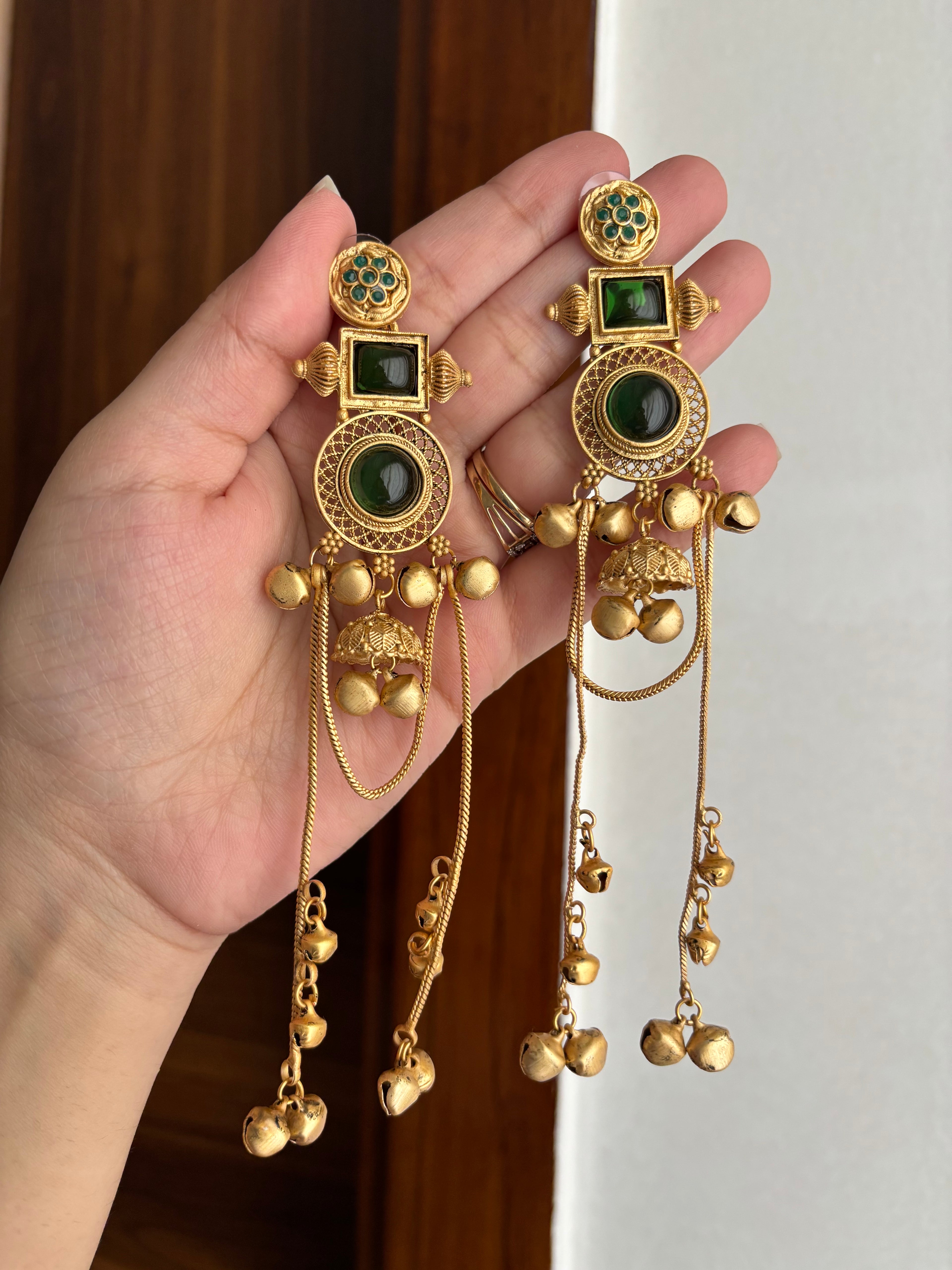 Black Round Kashmiri Earrings