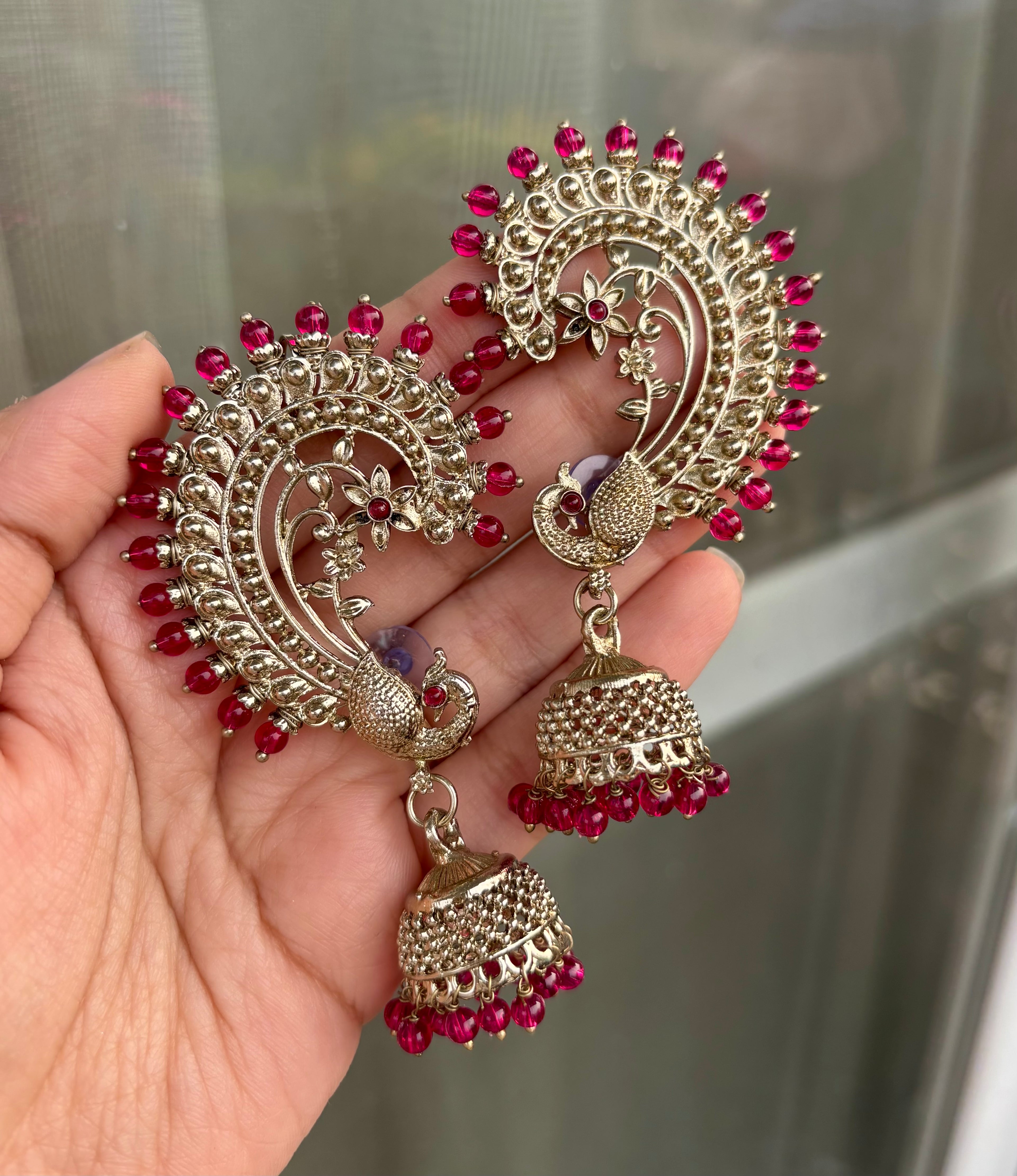 Dark Mazanta Peacock Earcuff