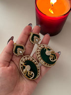 Premium Moissanite & Doublet Stones Work Emerald Earrings