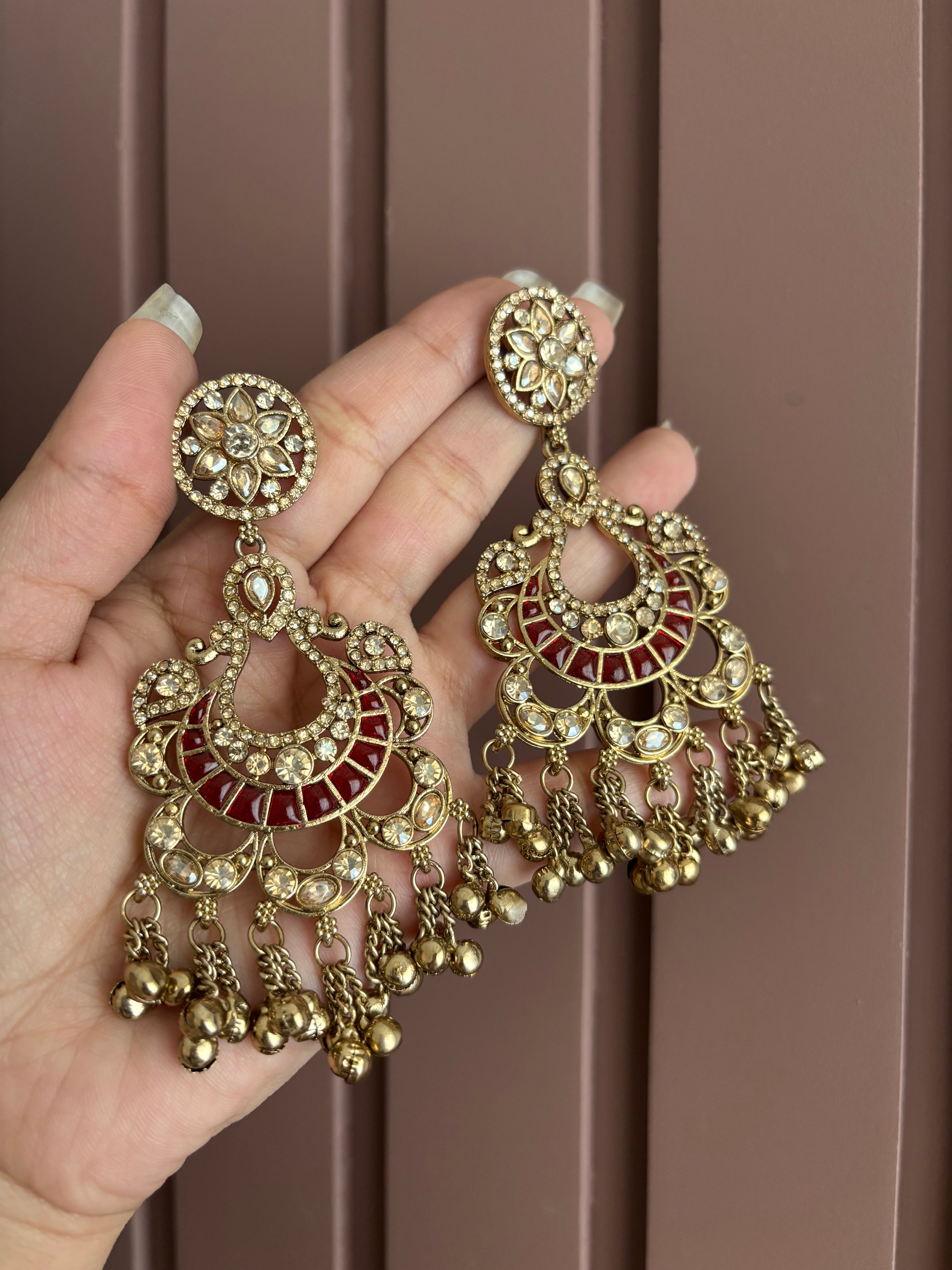 Chamcham Kashmiri Earrings ( Maroon )