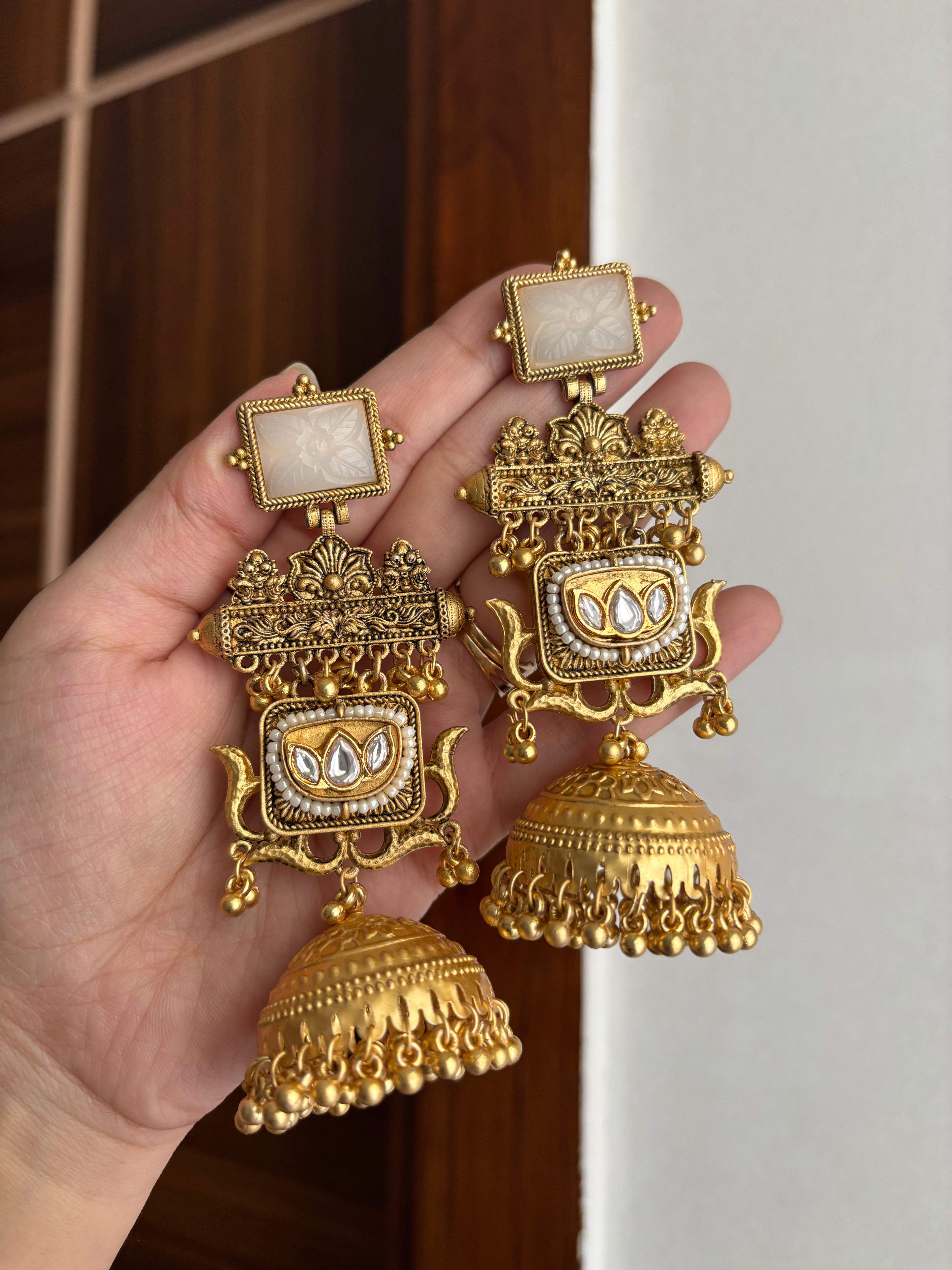 Mehreen Lotus (Ivory) Jhumkas