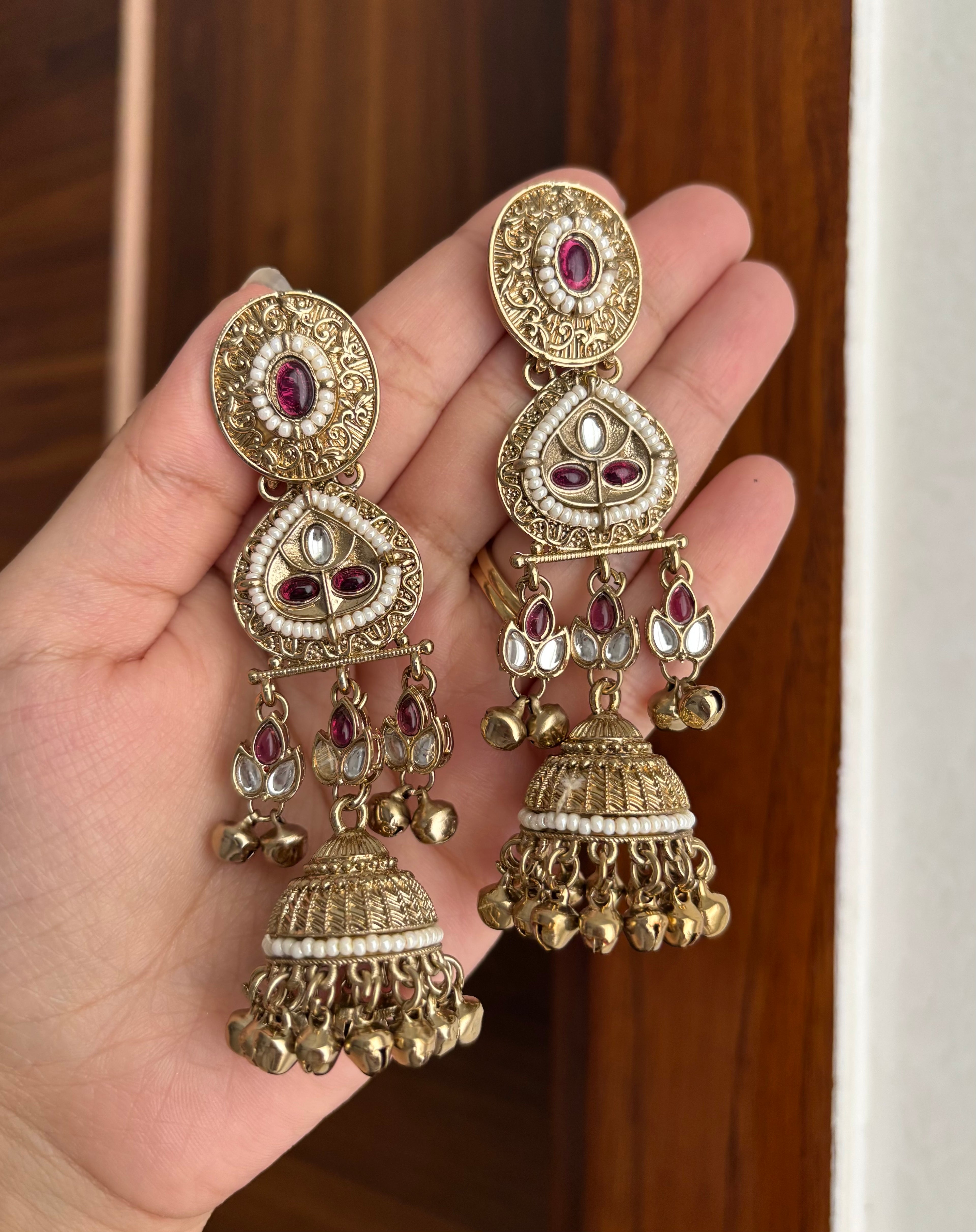 Palak Ghungroo Earrings (Purple)