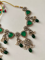 Shishuka Moissanite Necklace With Earrings (Emerald)
