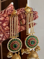Gurpreet Brass Jhumkas With Sahara (Emerald/Maroon)