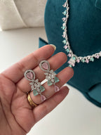Elizabeth American Diamond Necklace With Earrings (Pink Mint)
