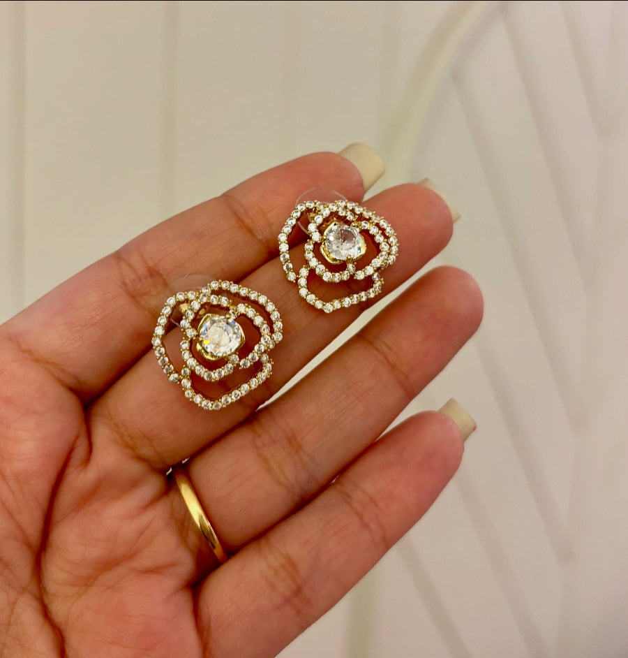 Rose Artificial Diamond Stud