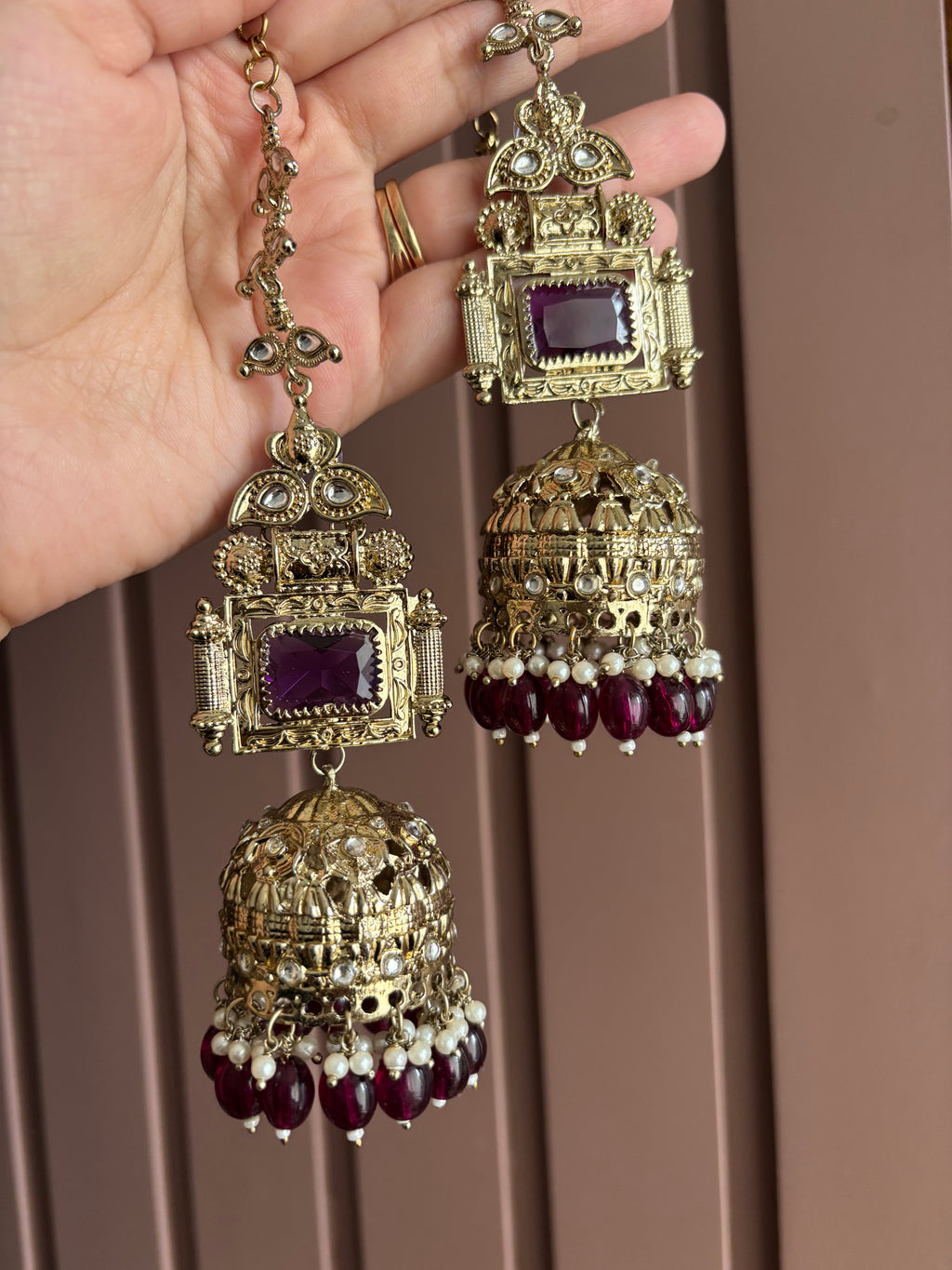 Champa Heavy Look Jhumkas With Sahara (Purple)