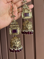 Champa Heavy Look Jhumkas With Sahara (Purple)