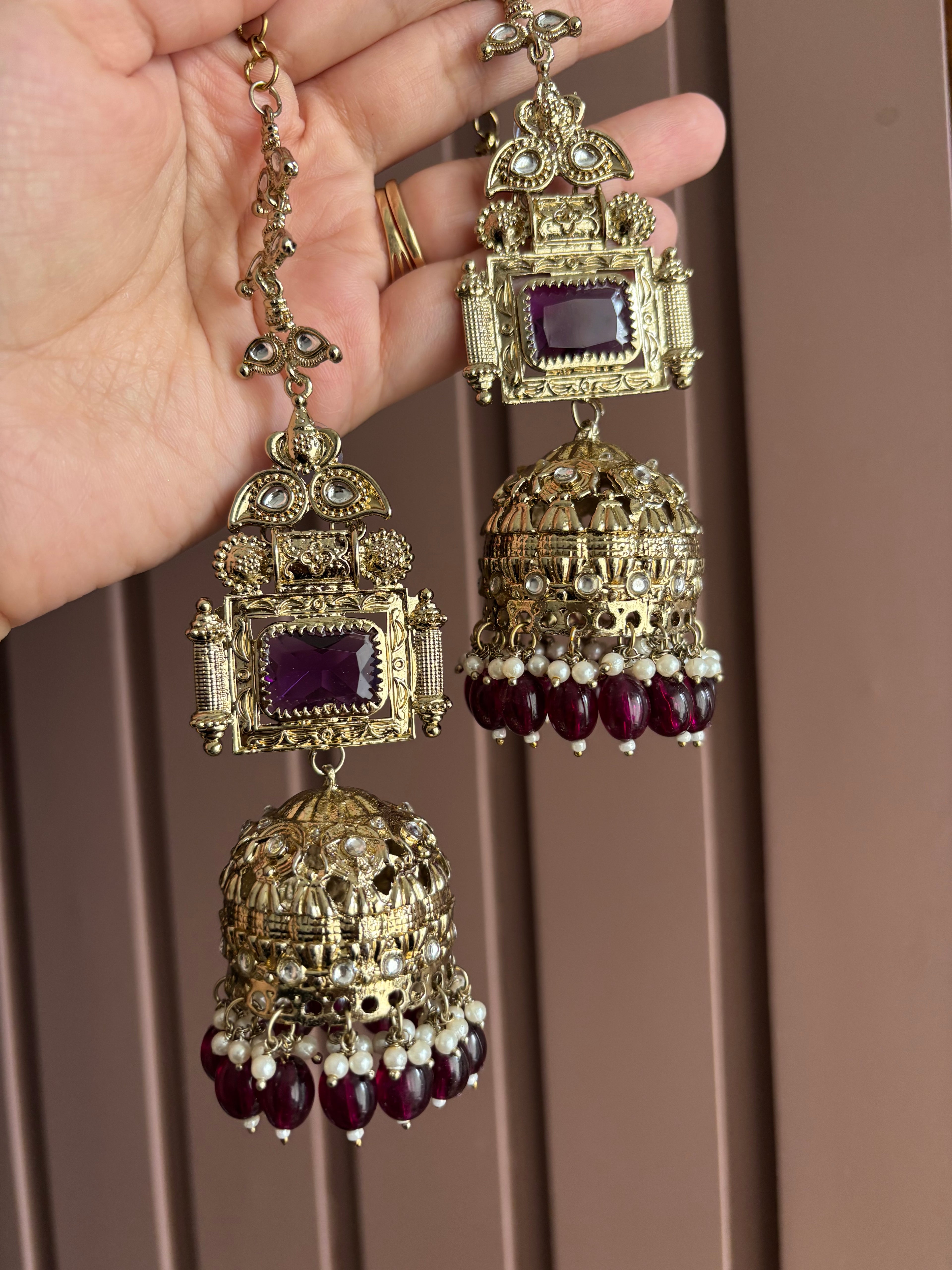 Champa Heavy Look Jhumkas With Sahara (Purple)