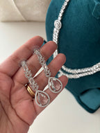 Double Layer Long Necklace With Earrings