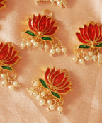 Maroon Lotus Hair Pins ( Set Of 6 ) 🪷