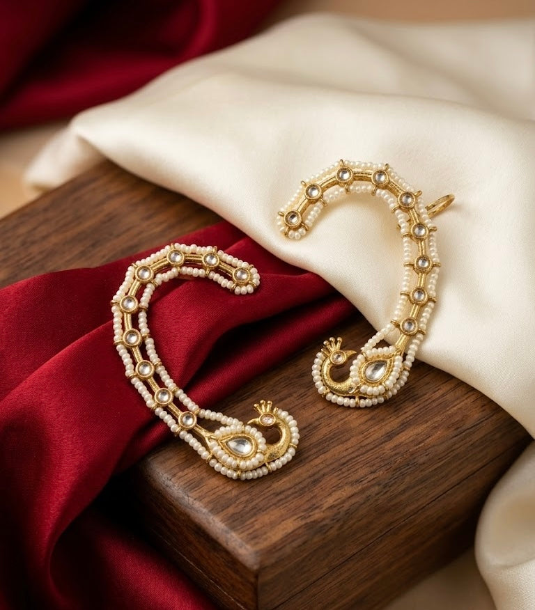 High Quality Designer Peacock Earcuff With Pearls Touch