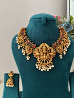 Gold Look Like Temple Jewellery Necklace With Jhumkas
