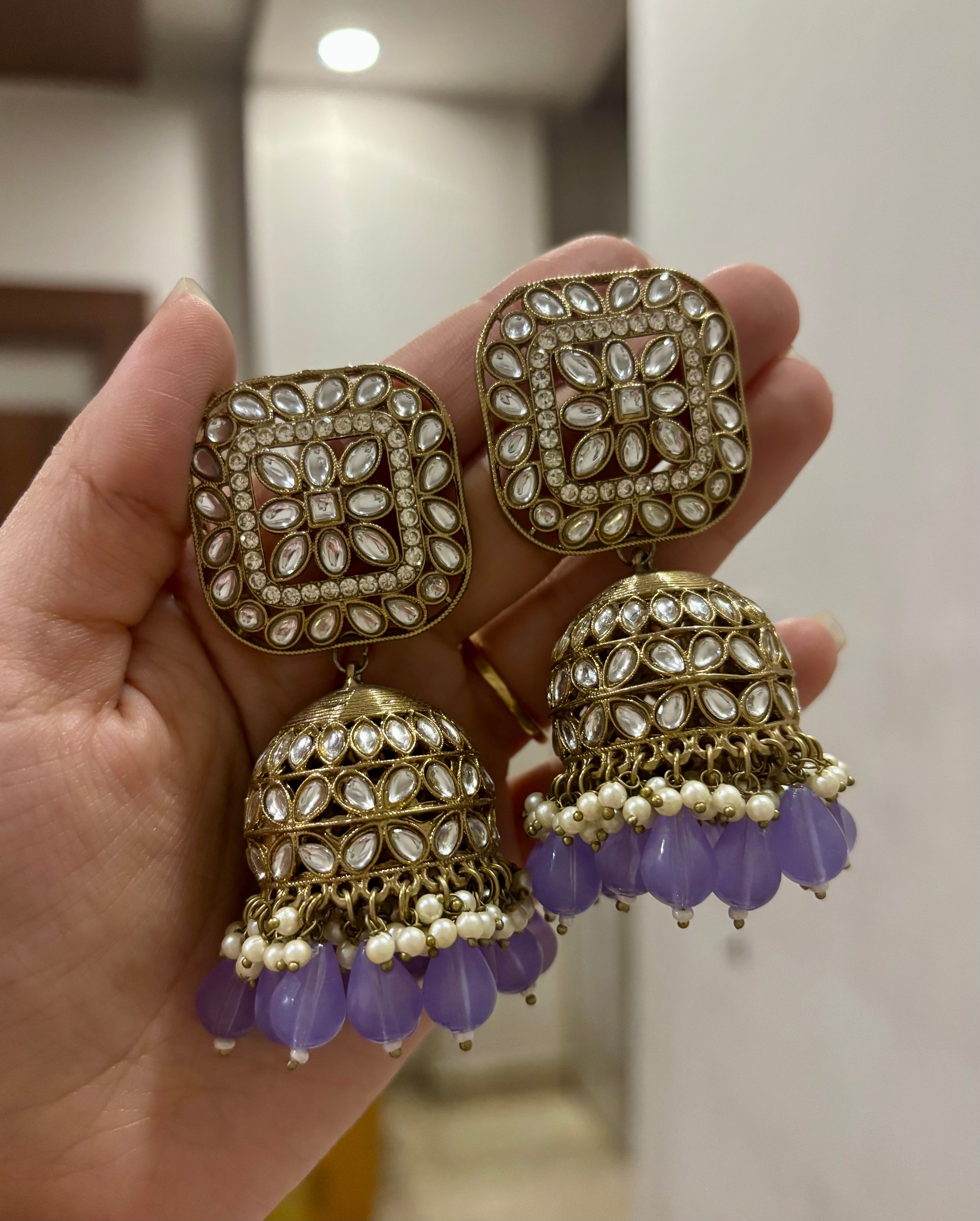 Lavender Oversized Jhumkas