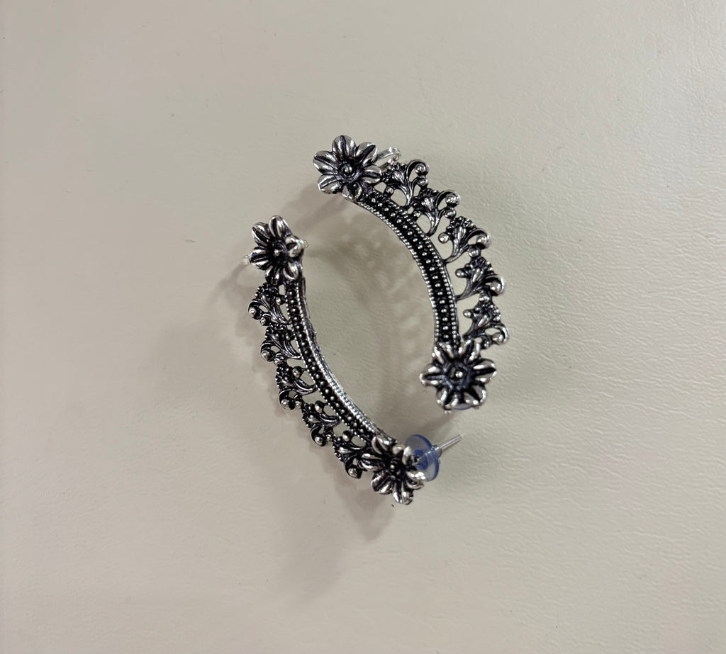 German Silver Rose Leaf Earcuff