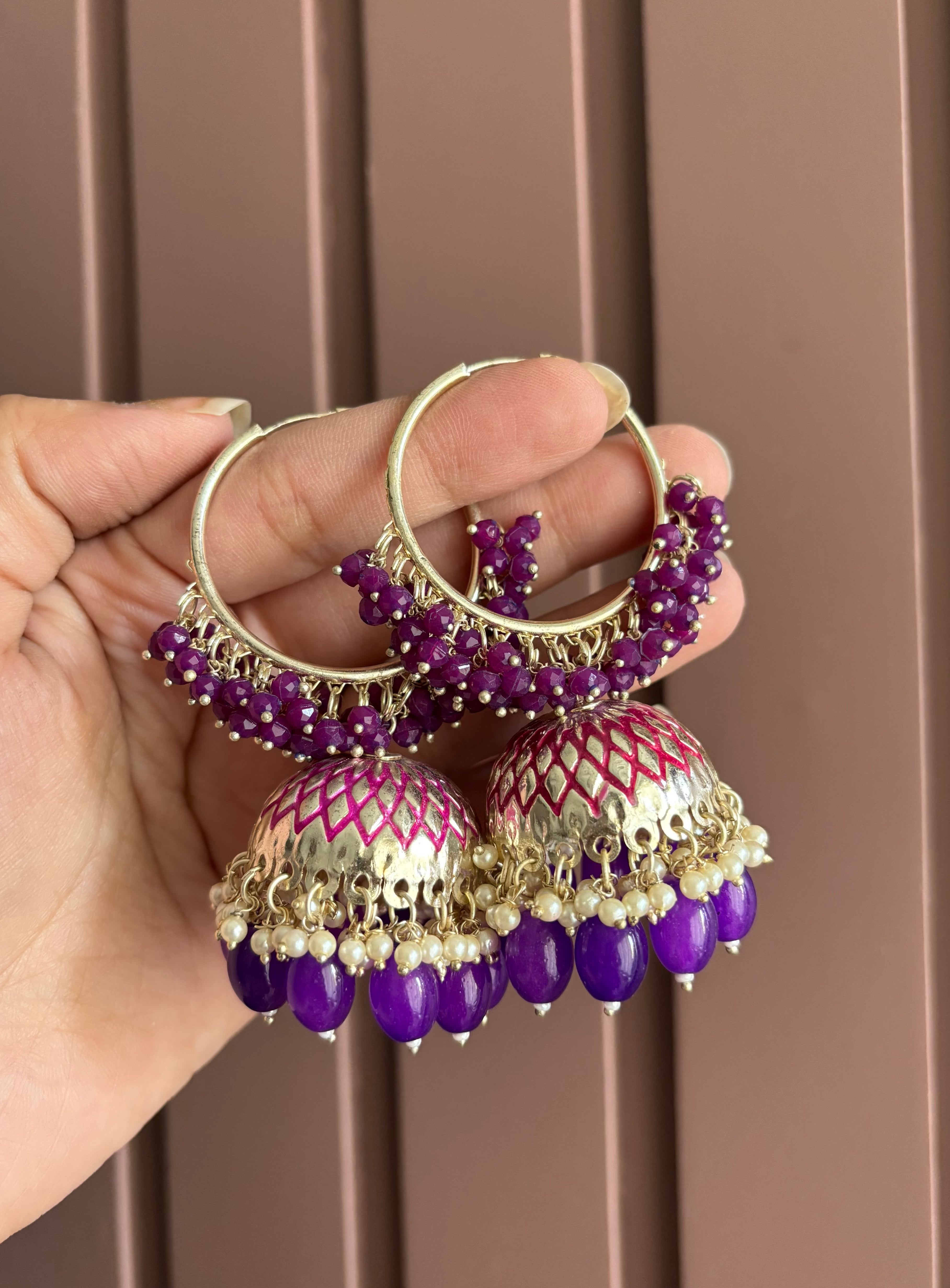 Purple Bali Jhumkas