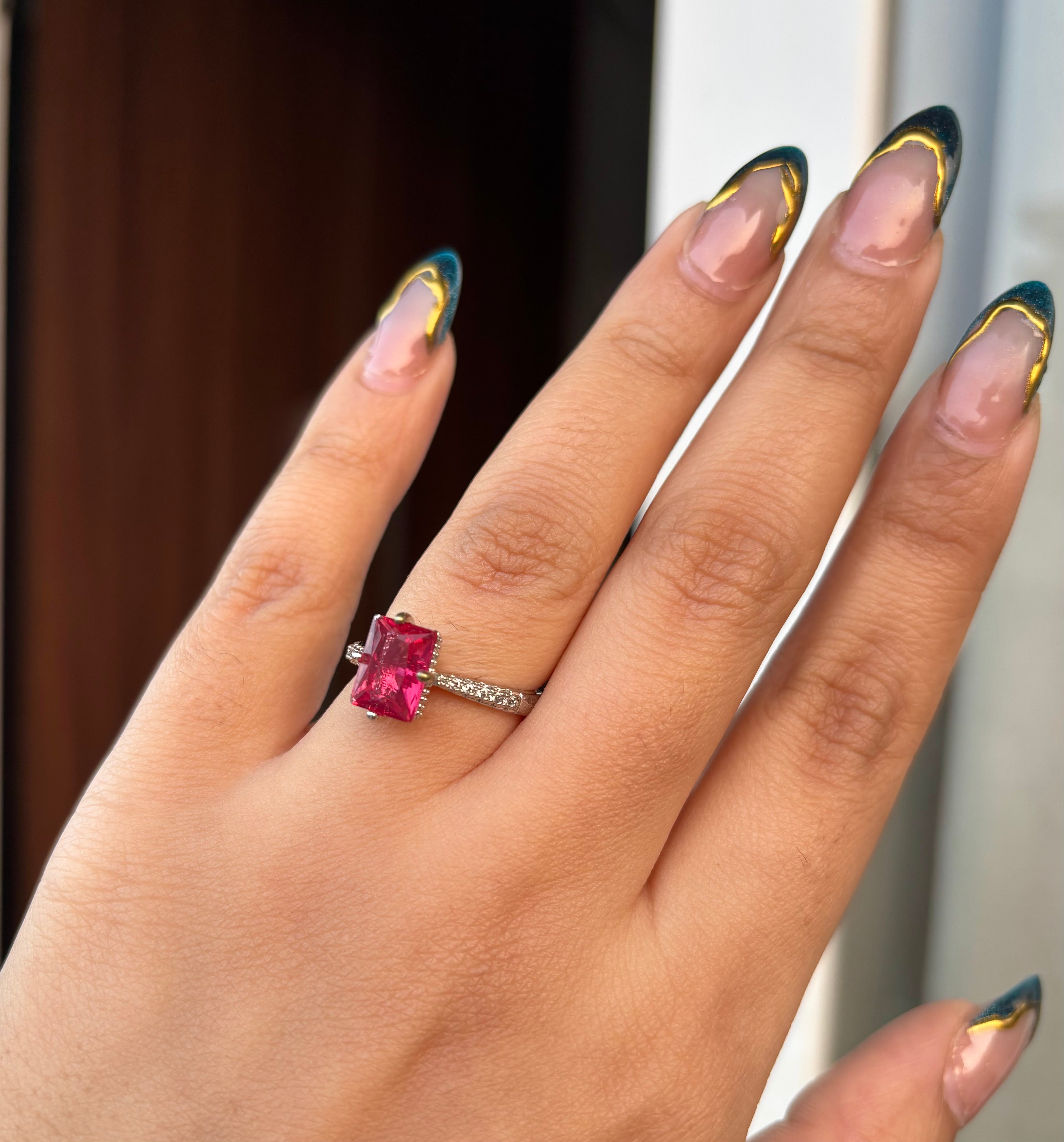 The Square Solitaire Adjustable Ring