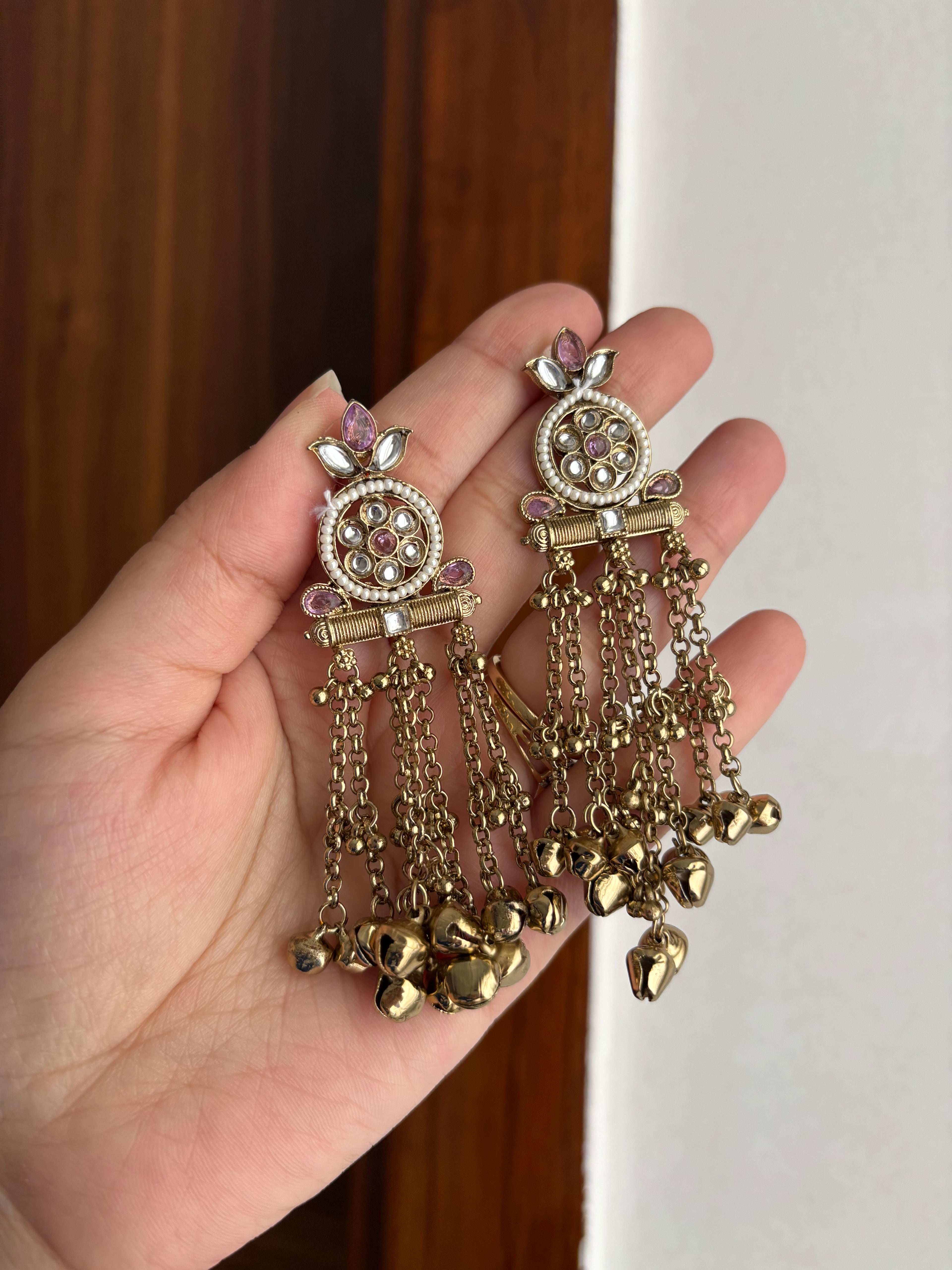 Ghungroo Layer Earrings (Lavender)