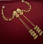Priyanka Kashmiri Long Layer Earrings With Detachable Side Layer (Ruby & Green)