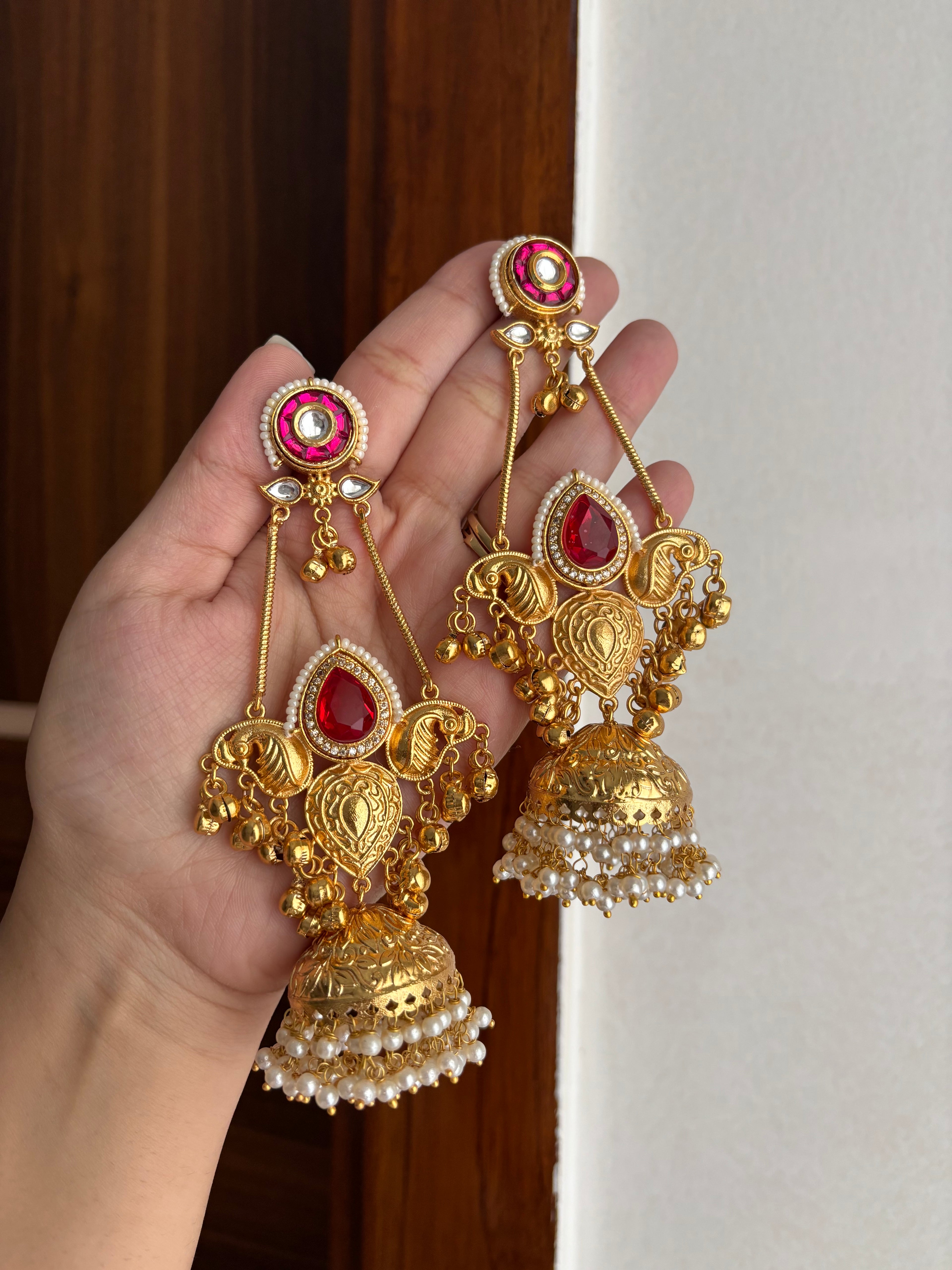 Aarti Designer Jhumkas (Ruby)