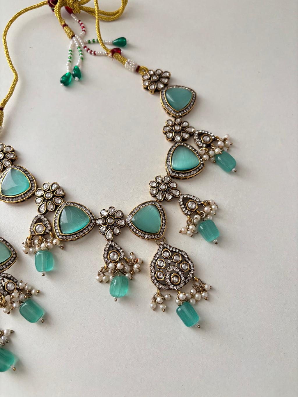 Shishuka Moissanite Necklace With Earrings (Turquoise)
