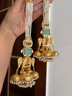 Shazia Premium Kashmiri Earrings With Pearls Touch Sahara (Turquoise)