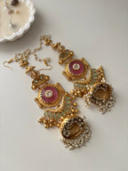 Tara Brass Heavy Look Jhumkas With Sahara (Pink/Mint)