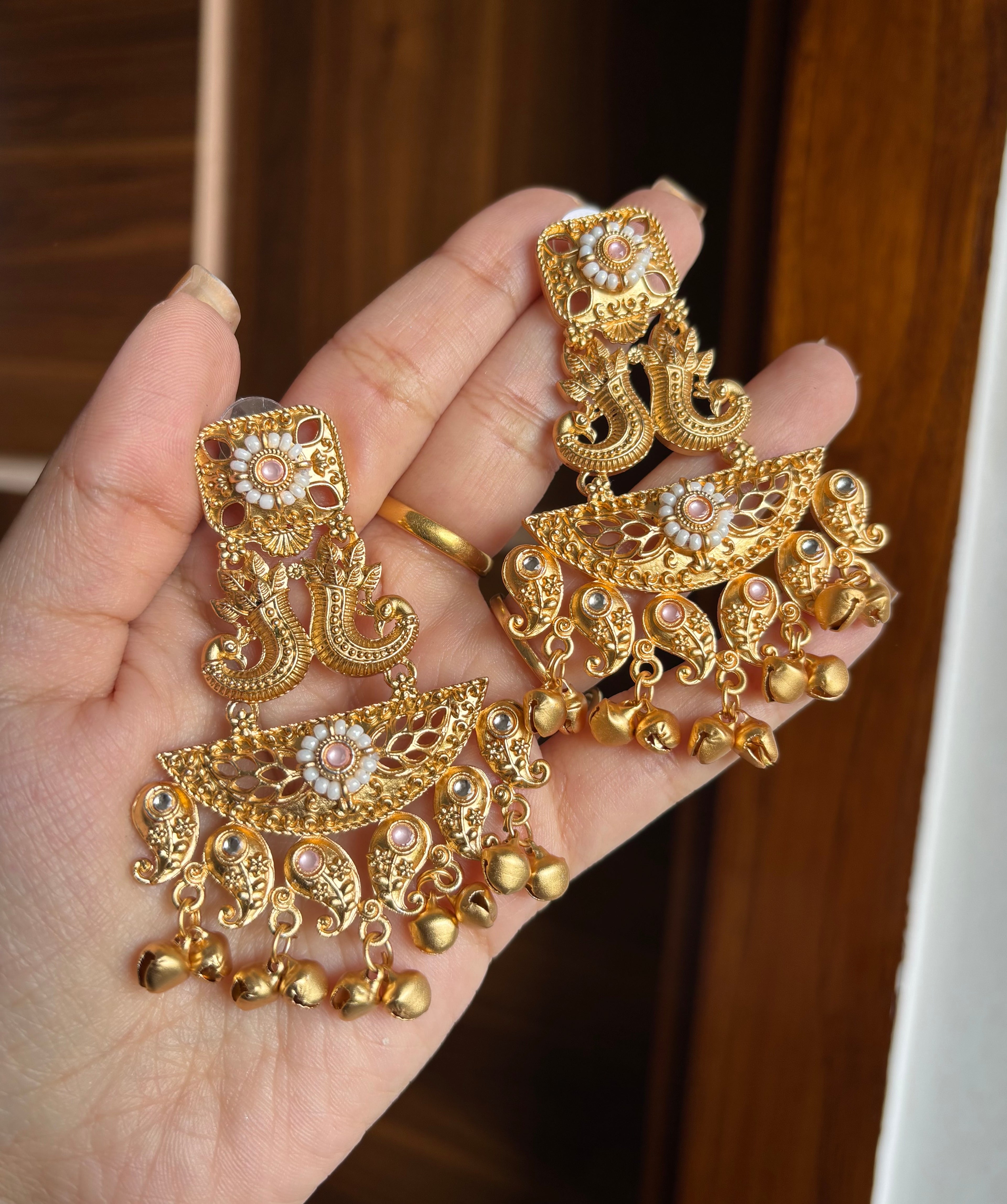 Brass Kashmiri Chandbali Earrings