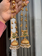 Heer Kashmiri Long Jhumkas Green